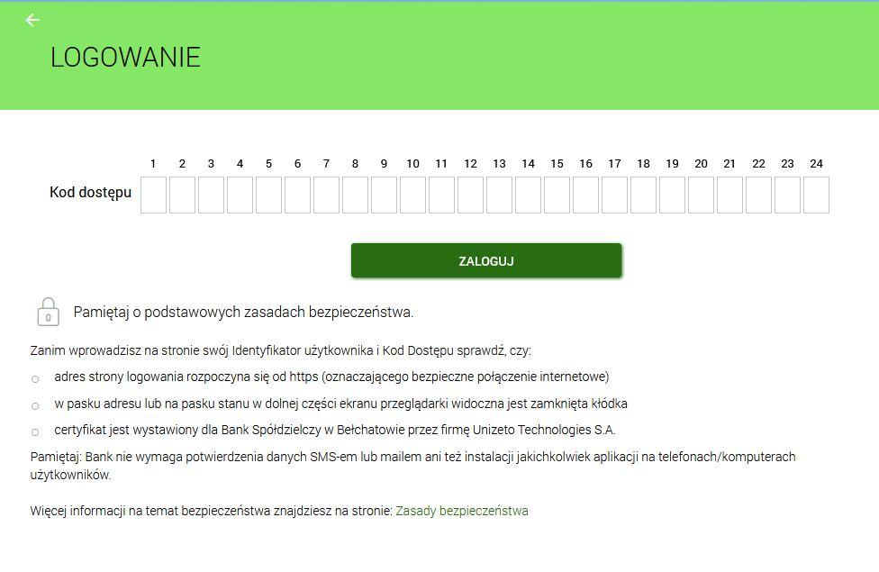 W polu Numer Identyfikacyjny należy wprowadzić Numer Identyfikacyjny nadany przez Bank i wybrać opcję DALEJ Krok 2 Kod dostępu Użytkownika Po wprowadzeniu Numeru Identyfikacyjnego pojawi się okno