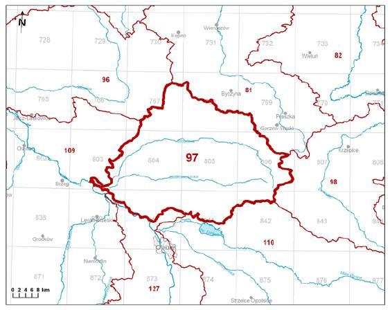 Rysunek 6. Lokalizacja JCWPd nr 97. Źródło: Państwowa Służba Hydrogeologiczna. Podstawę oceny stanowi Rozporządzenie Ministra Środowiska z dnia 21 grudnia 2015 r.