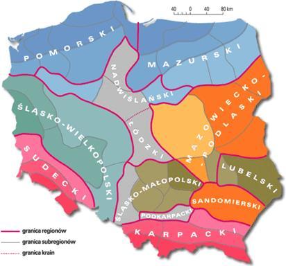 roczna suma opadów od 500 do 600 mm. Rysunek 11. Dzielnice rolniczo-klimatyczne Polski wg W. Okołowicza i D. Martyn Źródło: http://www.wiking.edu.