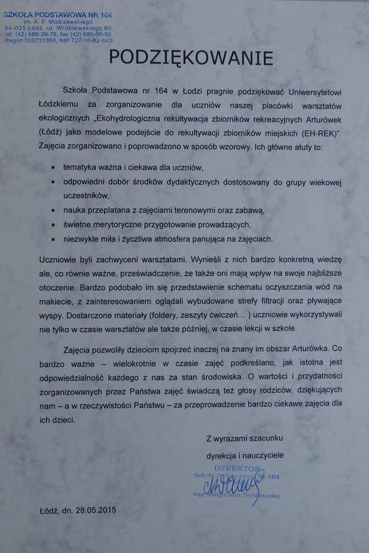 zurbanizowanych oraz pogłębiania świadomości społecznej w zakresie zagrożeń dla wód miejskich jakie niesie człowiek.