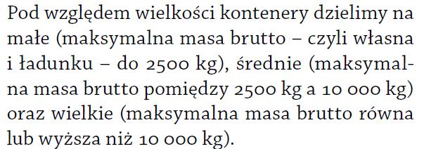 Kontenery podział (kryterium: masa brutto) Spedycja (AM) dr