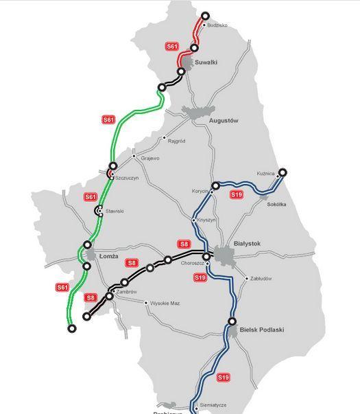 Via Baltica (S-61) Przetargi na poszczególne odcinki (projektuj i buduj): Śniadowo Łomża Południe termin wykonania: IV kwartał 2020r.