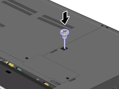 2. Wkręć ponownie wkręt. 3. Zainstaluj ponownie akumulator. Patrz Wymiana baterii na stronie 73. 4. Odwróć z powrotem komputer. Podłącz zasilacz i wszystkie kable.