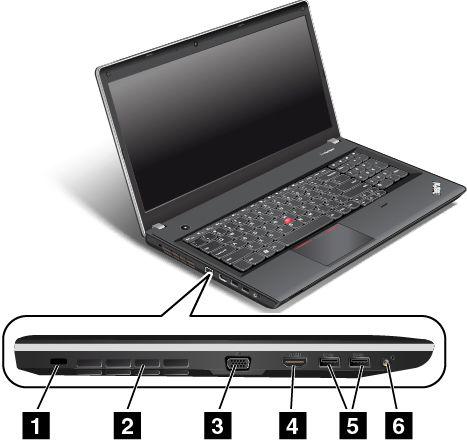Widok modelu ThinkPad Edge E540 z lewej strony Rysunek 5.