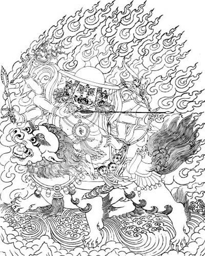 Pochwała Dang Dzin Duo Dzi Le Ba [Dordże Legpy] Wychwalam Dang Dzin Duo Dzi Le Ba: wielkiego opiekuna, który podtrzymuje wyzwalające działania Guru Rinpocze!