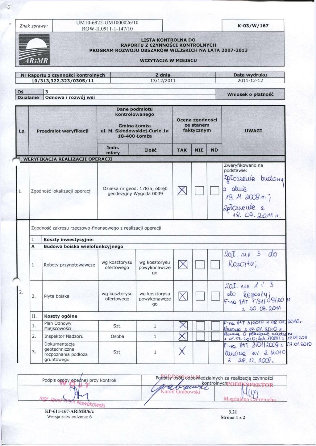 Znak sprawy: UM 10-6922-UM1000026/10 ROW-II.