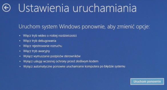 8. Klikamy przycisk Uruchom ponownie 9.