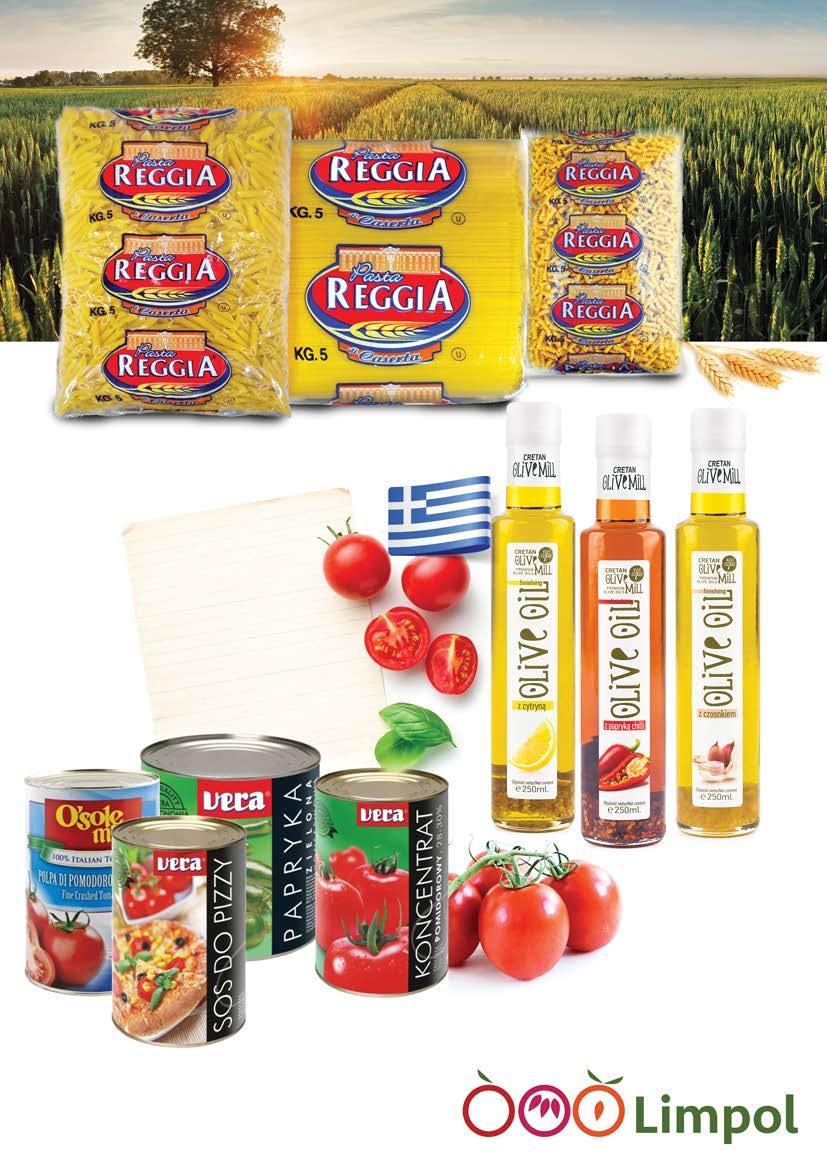 Makarony włoskie Reggia dostępne w 5000 g opakowaniach: rurki, spaghetti, świderki Greckie oliwy z oliwek