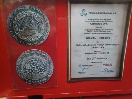 Górnictwa Katowice 2017, został nagrodzony medalem I stopnia, w kategorii Innowacyjne technologie.