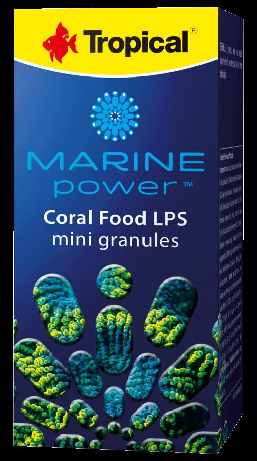 Wielkość pokarmu MARINE POWER CORAL FOOD LPS MINI GRANULES (0,8-1,0 mm) pozwala karmić korale miękkie z rodzajów np. Ricordea, Rhodactis, Discosoma, Zoanthus i korale wielkopolipowe (LPS-y).