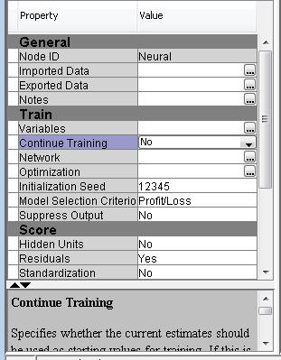 Węzeł Neural Network Ustawienia domyślne Startowe wartości wag nie będą brane z poprzedniego przebiegu.