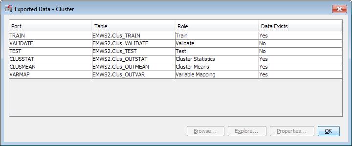 Exported data Po wyborze pozycji Exported Data w oknie właściwości