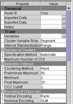 Cluster parametry węzła Dodajmy do diagramu nowy węzeł Cluster i ustalmy w nim automatyczny wybór liczby skupień za pomocą