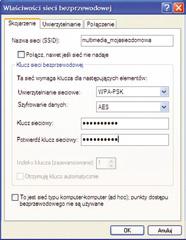 Klucz sieciowy - wpisz hasło dostępu do Bezprzewodowej Sieci Multimedialnej.