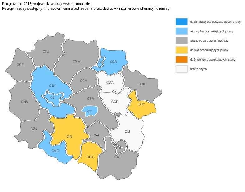 Największe szanse na zatrudnienie w województwie kujawsko-pomorskim w tej grupie zawodów mają osoby z 3 powiatów: inowrocławskiego, rypińskiego i radziejowskiego.