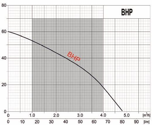 750 1¼" 98 12 20 BHP Model silnika [kw] Zasilanie [V] Qmax [l/min] Podnoszenie Hmax
