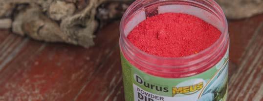 Seria Durus POWDER DIP Powder Dip zwiększa atrakcyjność kulek zanętowych, hakowych, jak również pelletów i wszelkiego rodzaju ziaren.