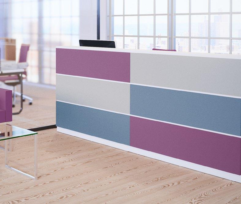 Check-in stands for front and side reception panels installed to Easy Space and SQart desks.