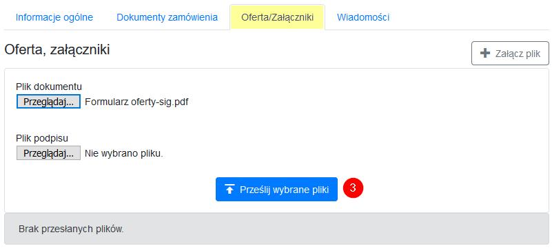 systemowym o prawidłowym przesłaniu pliku, a informacje o