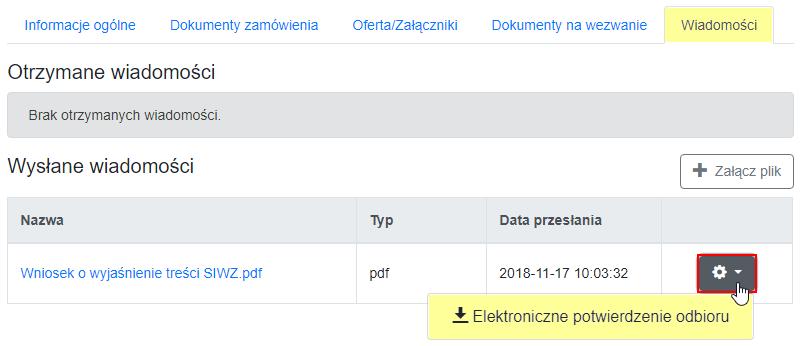 wystawiony przez Platformę dokument EPO (Elektroniczne Potwierdzenie Odbioru), będące dla