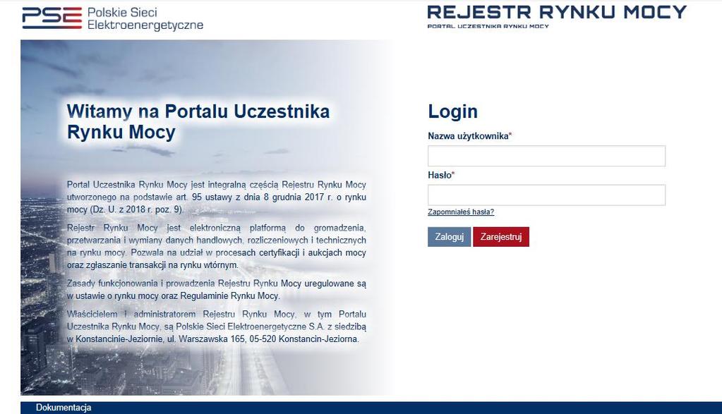 2 ZAŁOŻENIE KONTA UŻYTKOWNIKA PURM dostępny jest przez dedykowaną zakładkę na stronie internetowej PSE S.A. albo bezpośrednio pod adresem https://purm.pse.pl/.