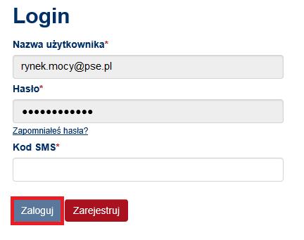 Po poprawnym wpisaniu nazwy użytkownika i hasła, na numer telefonu podany w procesie zakładania konta zostaje wysłany kod SMS.