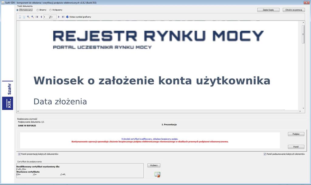 Po wypełnieniu pól obowiązkowych, proces zakładania konta jest kontynuowany po kliknięciu przycisku Złóż