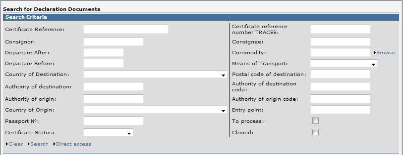 Opcje wyszukiwania Zaawansowane Badania laboratoryjne w toku (Pending laboratory test) Wyszukiwanie urzędowych dokumentów wejścia z brakującymi danymi dotyczącymi badań laboratoryjnych.