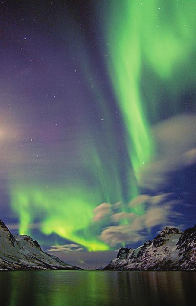 Rys. 7b. Zorza polarna Fotografię wykonał Bjorn Jorgensen 18 stycznia 2005 roku Od kilkudziesięciu lat znane są również roje, których nie można oglądać, Ziemia bowiem napotyka je zawsze w ciągu dnia.