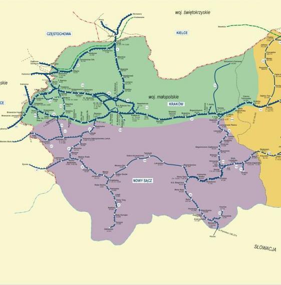 ~92 km ~140 km 3h 45 Nowy Sącz ` 167 km 217 km Muszyna Koszyce Planowana do modernizacji linia Chabówka (kierunek Zakopane) -