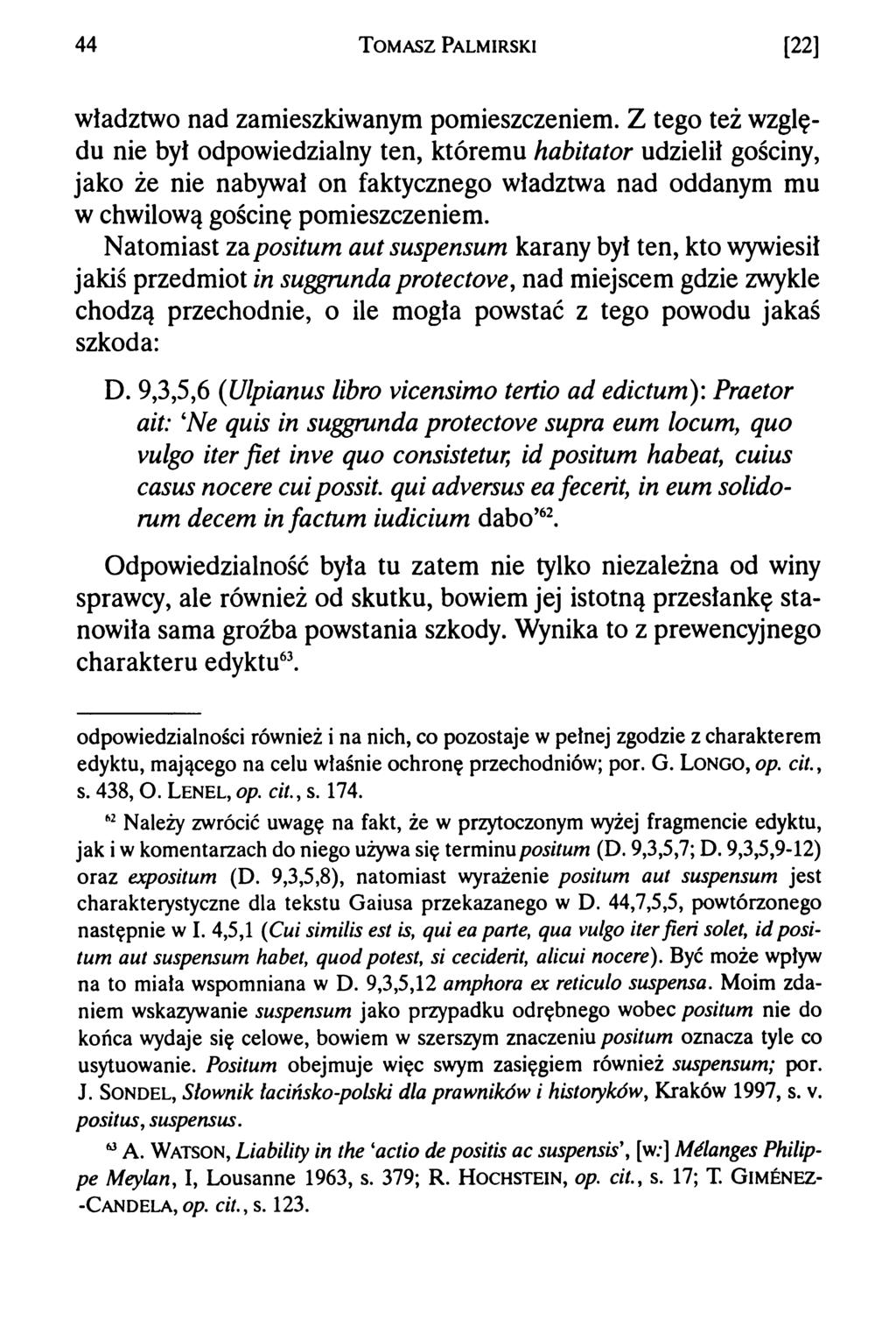 44 T om asz Palmirski [22] władztwo nad zamieszkiwanym pomieszczeniem.
