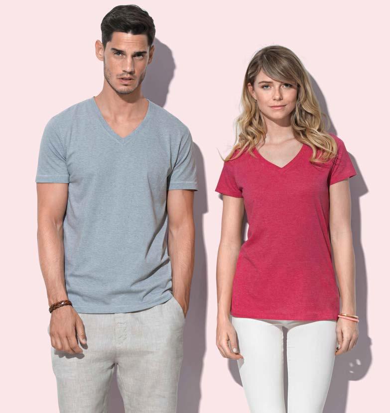 3 0 Delikatna bawełna melanżowa ST9 8 1 0 ST9 9 1 0 L UK E & L I SA V - neck T-shirt V-neck dla kobiet i mężczyzn Męskie: S 2XL Damskie: S XL 145 g/m 2 24 REGULAR FIT 60% bawełny czesanej ring-spun,