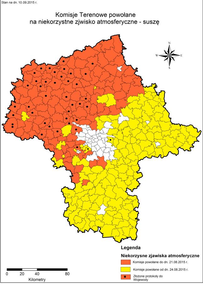 SUSZA W ROLNICTWIE Na terenie województwa mazowieckiego powołano 284 komisje terenowe w 37 powiatach.