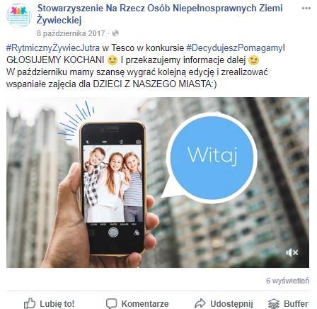 MEDIA SPOŁECZNOŚCIOWE Facebook Prowadźcie systematyczną i ciekawą komunikację. Przypominajcie fanom o trwającym głosowaniu, nawiązujcie do misji i działań organizacji.