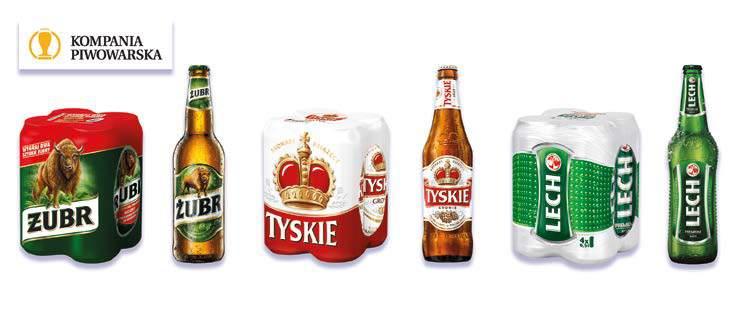 ŻUBR : /butelka/, /4-PACK puszka/ 2,09 + Vat 2,57 1,61 + Vat 1,98 TYSKIE GRONIE : /butelka/, /4-PACK puszka/ 2,29 + Vat 2,82 1,83 + Vat 2,25 2,39 + Vat 2,94 LECH PREMIUM : /butelka/, /4-PACK puszka/