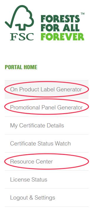 Portal znaków towarowych FSC Etykieta produktowa: Do etykietowania produktów wybierz On Product Label Generator Panel