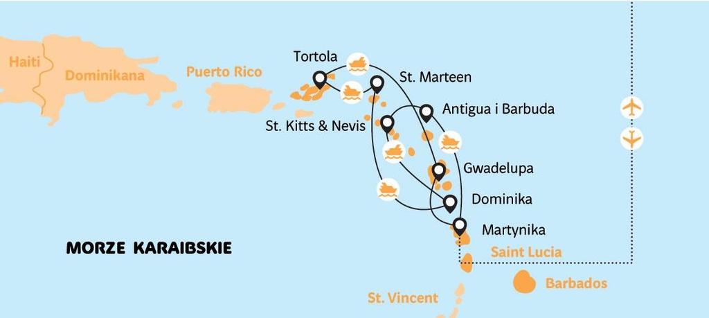 Rejs-Antyle na Karaibach piękna Martynika zwana "wyspą kwiatów" spotkanie z wulkanem Soufriere i największe na Karaibach akwarium na Gwadelupie piękne karaibskie plaże na Brytyjskich Wyspach