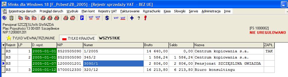 7. REJESTRY VAT By korzystać z możliwości oferowanych przez system w zakresie rejestrów VAT należy najpierw wprowadzić do programu nasz podział na rejestry częściowe VAT, nawet jeżeli będziemy