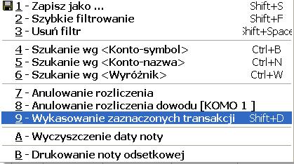 8.3 Transakcje nierozliczone Jest to przegląd wszystkich transakcji nierozliczonych. W analizie rozrachunków z kontrahentami do pojedynczych zapisów dochodziliśmy przez przegląd kontrahentów.