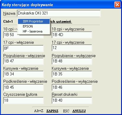 Jeżeli nasza drukarka daje się ustawić w trybie Epson, IBM Proprinter lub HP laser (a niemal każda daje taką możliwość) to możemy całkowicie zignorować to miejsce, bowiem te trzy podstawowe standardy