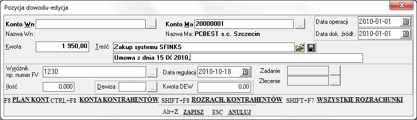 1 3 4 2 Dodatkowa (wydłużona) treść [1] w takim ustawieniu mamy do dyspozycji dodatkowe pole opisujące dekret o długości 70 znaków.