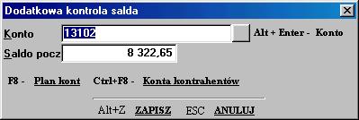 3.1.8 Ułatwienia przy księgowaniu banków, kasy 3.1.8.1 Dodatkowe kontrole Oprócz kontroli zgodności stron dokumentu przy księgowaniu możemy wprowadzić dodatkową kontrolę salda konta.