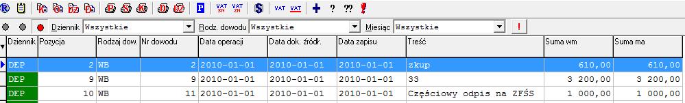 drukowanie dowodu - drukuje wszystkie dekrety z aktualnego dokumentu wraz z jego nagłówkiem i podsumowaniami. 4.