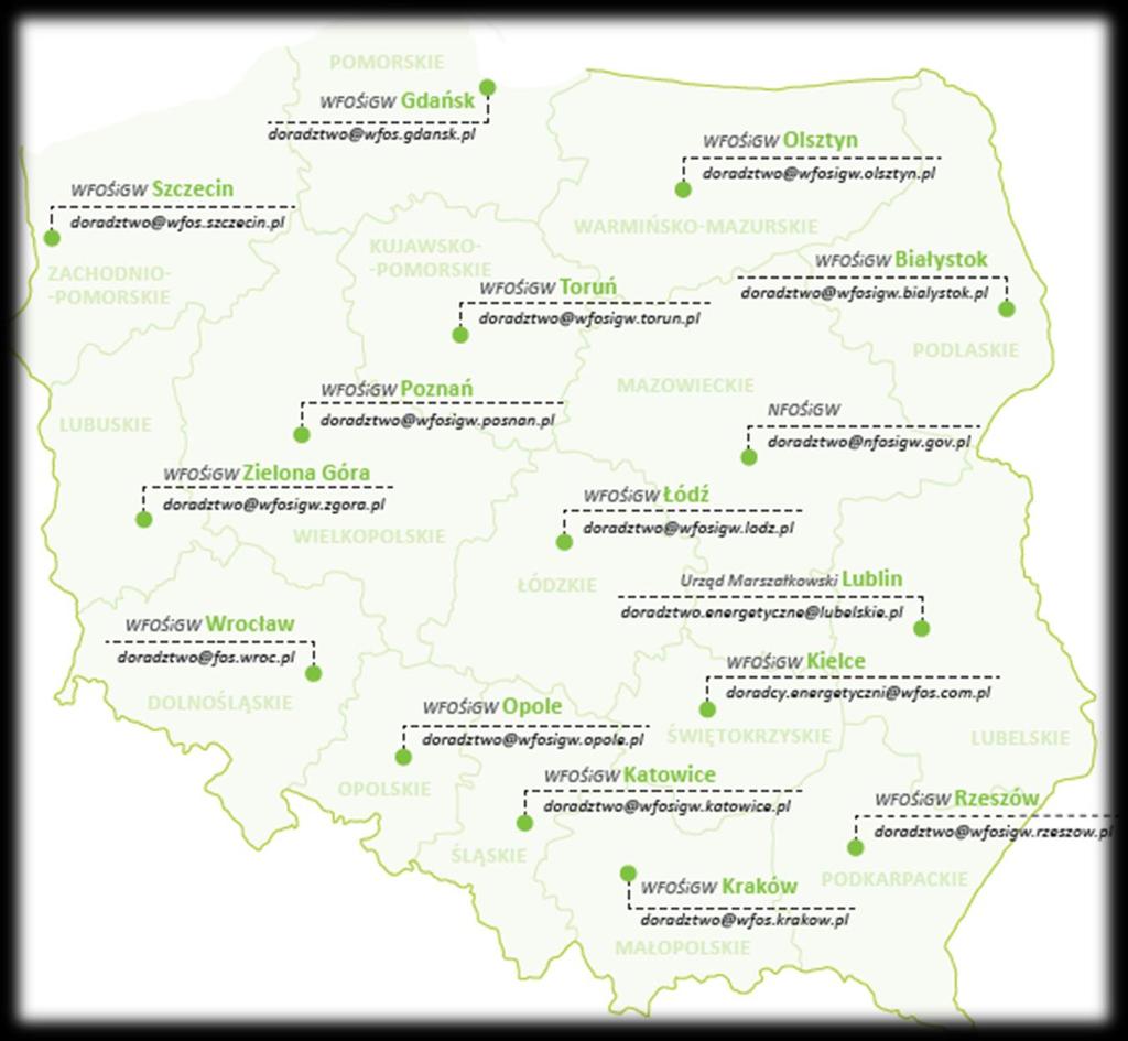 Zasięgiem obejmujemy cały kraj Poziom ogólnokrajowy - NFOŚiGW (JRP) Poziom