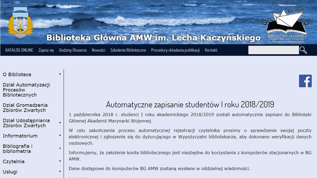 Alternatywna forma zapisu do BG AMW Dotyczy czytelników (studentów, uczestników kursów