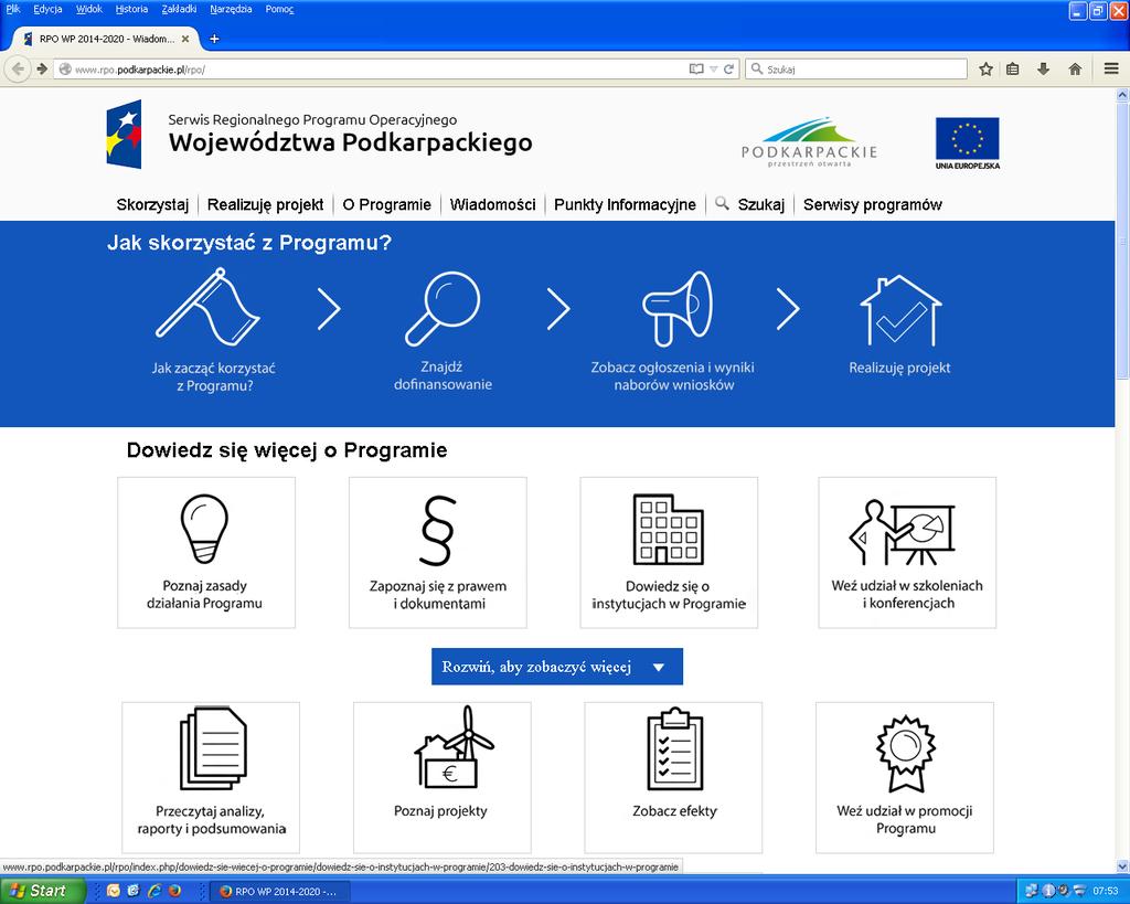 Strona internetowa Komitetu Monitorującego www.rpo.