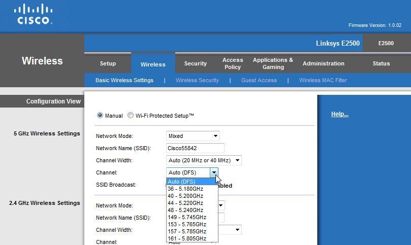 Jakie kanały dostępne są na liście? Dezaktywuj Network Mode dla ustawień 5 GHz, chyba, że instruktor powie inaczej.