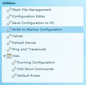 Używanie narzędzi CCP W części 6, będziesz używać panelu Utilities aby zapisać konfigurację routera (running configuration) w pliku startowym (startup configuration).