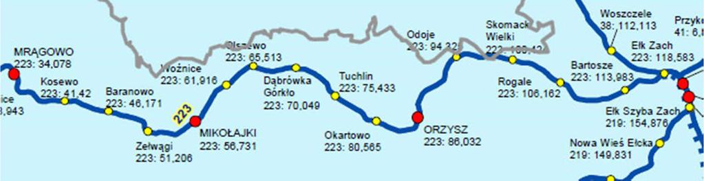 W rozkładzie 2009/2010 jeździ tylko jedna para pociągów Mrągowo Olsztyn, a obecnie