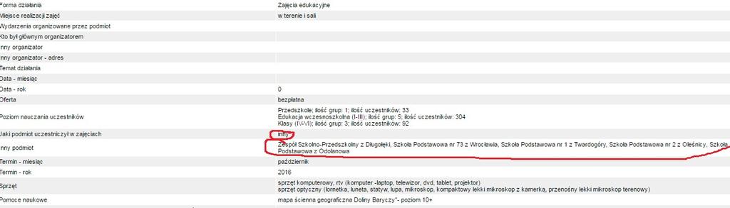 REALIZACJA PROGRAMU zmiana w formularzu monitoringu 3.